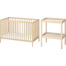 IKEA Modern Kayın Bebek Karyolası 60X120 cm - Ahşap Sağlam Bebek Odası Mobilyası - Doğal Iskandinav Tasarım