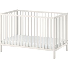 IKEA Modern Beyaz Bebek Karyolası 60X120 cm - Ahşap Sağlam Bebek Odası Mobilyası - Doğal Iskandinav Tasarım