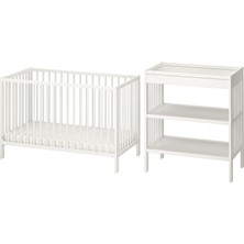 IKEA Modern Beyaz Bebek Karyolası 60X120 cm - Ahşap Sağlam Bebek Odası Mobilyası - Doğal Iskandinav Tasarım