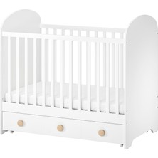 IKEA Modern Beyaz Bebek Karyolası 60X120 cm - Ahşap Sağlam Bebek Odası Mobilyası - Doğal Iskandinav Tasarım