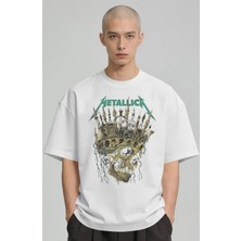 Sevbano Metallica Rock Metal Müzik Grubu Baskılı Unisex Oversize Premium Tişört