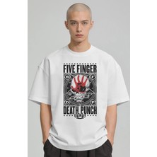 Sevbano Five Finger Death Punch Rock Metal Müzik Grubu Baskılı Unisex Oversize Premium Tişört