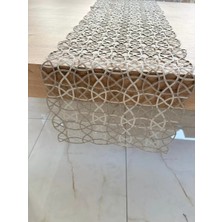 Ceki Home Salon Takımı Angles Çeyizlik Krem Kapi Runner Set 5 Parça İşlemeli Ranır Masa Sehpa Konsol Örtüsü