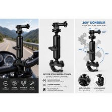 Azurtech Motosiklet Kamera Telefon Standı – 360° Döner, Titreşim Önleyici, Ayarlanabilir Gidon Bağlantılı