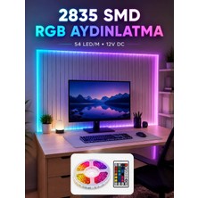 Nemere 5m Rgb Şerit LED Seti 12V 2835 Smd Kumandalı Ev Oda ve Dekoratif Ambiyans Aydınlatma