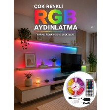 Nemere 5 Metre Kumandalı Rgb LED Şerit 5050 Smd 54 Led/m Renk Değiştiren Ambiyans Aydınlatma