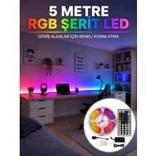 Nemere Rgb Şerit LED 5 Metre 5050 Smd Kumandalı Çok Renkli Ev Oda Tv Arkası Dekoratif Aydınlatma