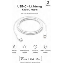 theKAM Usb-C To Lightning Kablo 2 Metre Beyaz Hızlı Şarj ve Data Senkronizasyon Kablosu Beyaz