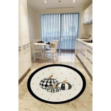 Aymira Home Dekoratifmakinede Yıkanabilen Kaymaz Taban Yuvarlak Mutfak ve Balkon Halısı