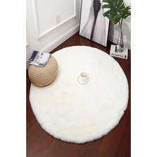 Aymira Home Home Post Peluş Daire Halı Veya Dekoratif Beyaz Tüylü Yumuşak Yıkanabilir Kaymaz Taban AYM502