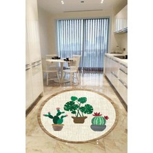 Aymira Home Home Dekoratifmakinede Yıkanabilen Kaymaz Taban Yuvarlak Mutfak ve Balkon Halısı