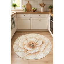 Aymira Home Dijital Baskı Dört Mevsim Kaymaz Taban Yıkanabilir Mutfak Oda Halısı Daire Yolluk Çiçek