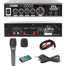 Lastvoice LVX-150MIC Mikrofonlu Stereo Amfi, 2X75 Watt, Bluetooth, Usb, Sd Kart, 220V/12V