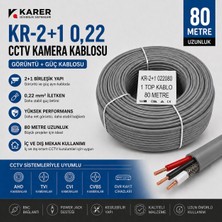 Karer 2+1 0,22 Cctv Güvenlik Kamera Kablosu 80 Metre – Görüntü ve Güç Birleşik Kablo