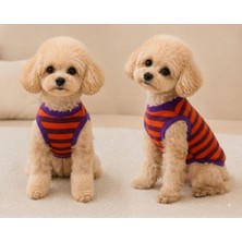 Atelyu Kedi  Köpek Kıyafeti Mor Çizgili Tshirt Atlet