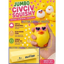 Oyuncak Sahili Civciv Sukuşi Skuşi ve Butter Tereyağı Squishy Ördek 2 Popüler Ürün Birarada Stres Oyuncakları Esnek Uzayan Gözlüklü Squıshy + Butter