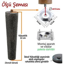 Ahşap Ayak 12 cm Ceviz M8 Civatalı Bağlantı Aparatlı Dolap Mobilya Koltuk Kanepe Destek Ayağı Ayakları