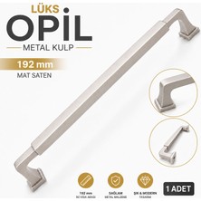 Badem10 Lüks Opil Metal Çekmece Kulp Mat Saten 192 mm 1 Adet Modern Mutfak Dolabı Gardırop Mobilya Kulpu