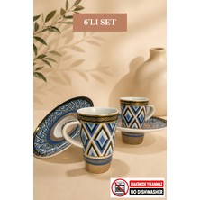 Edora Home Türk Kahvesi Fincan Takımı İçe Geçmeli Mosaic Mask 6 Kişilik 12 Parça (Makinede Yıkanmaz)