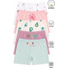 Özkan Underwear Özkan 41602 5'Li Paket Kız Çocuk Karışık Renkli Desenli Pamuklu Yumuşak Rahat Şort Boxer