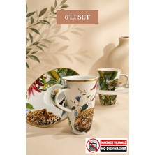 Edora Home Türk Kahvesi Fincan Takımı İçe Geçmeli Safari Bloom 6 Kişilik 12 Parça (Makinede Yıkanmaz)