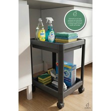Evonita Tekerlekli 2 Katlı Raf Düzenleyici Mini Organizer 36X23X40 cm Banyo Mutfak Depolama Arabası