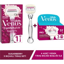 Gillette Venus Comfort Glide Sugarberry Tıraş Makinası + 4 Adet Yedek Tıraş Bıçağı
