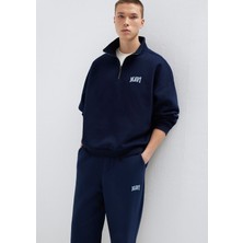 Mavi Mavi Logo Baskılı Yarı Fermuarlı Lacivert Sweatshirt 0S10208-70497