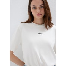 Mavi Mavi Logo Baskılı İnterlok Beyaz Tişört 1612829-80194
