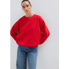 Mavi Bisiklet Yaka Kırmızı Basic Sweatshirt 1610198-80791