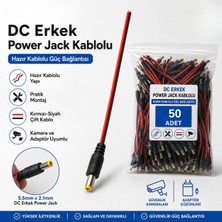 Karer 50 Adet Dc Erkek Power Jack Kablolu 5.5x2.1mm – Cctv Güvenlik Kamera Adaptör Güç Bağlantı Kablosu