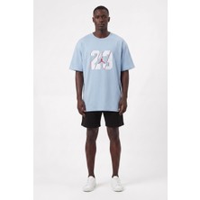 Lixa Günlük Spor Tişört 23 Mavi Oversize 06415