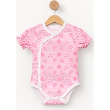 Kidyra %100 Pamuk Kruvaze Yaka Çıtçıtlı Kalp Bebek Body