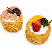 Haki Store Çilekli ve Şeftalili Tart Buzdolabı Magneti - 3D Gerçek Görünümlü Yumuşak 2'li Dekoratif Buzdolabı Magneti