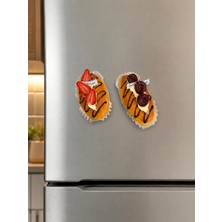 Haki Store Çilekli ve Vişneli Ekler Pasta Buzdolabı Magneti - 3D Gerçek Görünümlü Yumuşak 2'li Dekoratif Buzdolabı Magneti