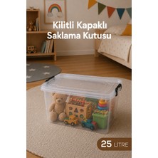 Wumboo 25 Litre Şeffaf Oyuncak Kutusu, Kilitli Kapak, Çocuk Odası Düzenleyici, Saklama Kabı Organizer