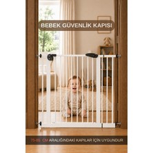 Wumboo Bebek Güvenlik Kapısı, Çocuk Güvenlik Bariyeri, Çift Emniyetli Otomatik Kilitli, 75-85 Cm, Beyaz