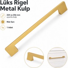 Badem10 Lüks Metal Rigel Çekmece Kulp Mat Sarı 224/256 mm 1 Adet Dolap Gardırop Şifonyer Mobilya Kulpu