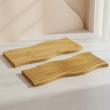 Hsc Bilişim Çift Taraflı Dalgalı Ahşap Sunum Tepsisi 39X15 cm