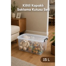 Wumboo 15 Litre Şeffaf Oyuncak Kutusu, Kilitli Kapak, Çocuk Odası Düzenleyici, Saklama Kabı Organizer