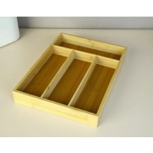 Hsc Bilişim 25X32 cm Ahşap Mutfak Çekmece Düzenleyici 4 Bölmeli Kaşıklık