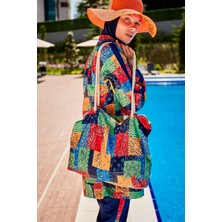 Riva Mera Patchwork Desenli Paraşüt Plaj Çantası - C2335