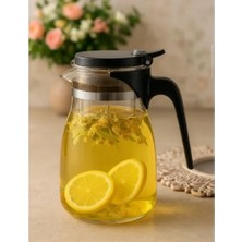 Hsc Bilişim Bitki Çayı ve Aromalı Içecekler Için 900 ml Filtreli Isıya Dayanıklı Cam Sürahi