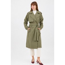 Ressho Kadın Kemerli Uzun Trençkot – Su Geçirmez, Astarlı, Oversize Model