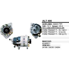 Alternatör 12V 65A Ford Transit T12 T15 T150 Vakumlu 364F10K359GC 63395571 Dodo ALT490