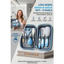 Modacar Mavi 9 Parça Bebek Bakım Seti, Yenidoğan Hediye Sağlık Kiti (Tırnak Makası Ateş Ölçer) 723162