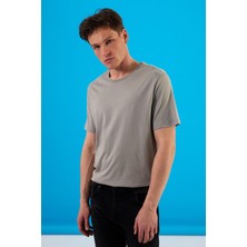 Vena Erkek Danny Gri Sıfır Yaka Pamuklu Basıc T-Shirt