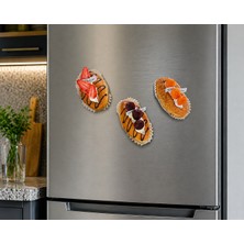Haki Store Ekler Magnet Seti - 3D Gerçek Görünümlü Yumuşak 3'lü Dekoratif Buzdolabı Magneti