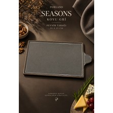 Porland Seasons Koyu Gri Peynir Tabağı 35X21 cm Dikdörtgen Sunum Servis Tabağı