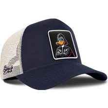 BlackBörk Duckside Logolu  Lacivert-Bej Trucker Şapka